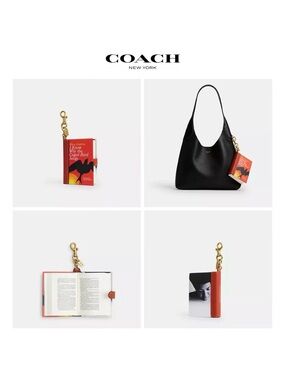 NWT COACH I Know Why The Caged Bird Sings Book Leather/Brass Bag Charm/ Keychain